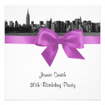NYC Wide Skyline Etch BW Lilac Birthday Pty SQ invitations