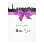 NYC Wide Skyline Etched BW Lilac Thank You invitations