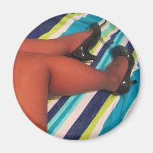 Nylon Thigh Highs in Shiny Pumps Shoes Refrigerator Magnets