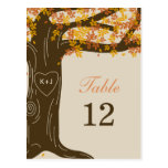 Oak Tree Fall Wedding Table Number Card Post Cards