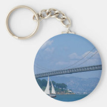 Oakland Bay Bridge with sailboat, San Francisco, C Key Chain