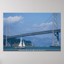 Oakland Bay Bridge with sailboat, San Francisco, C Print