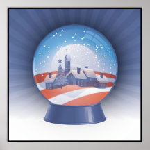 obama christmas - snow globe print