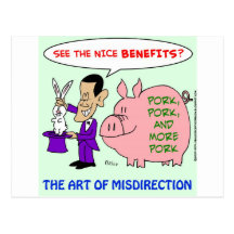 obama pork magician misdirection post cards