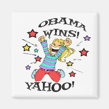 OBAMA WINS FRIDGE MAGNET