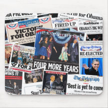 Obama Wins Re-Election Front Page Collage Mousepads