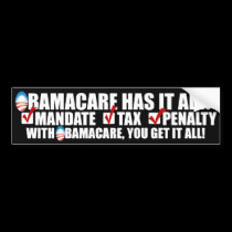 ObamaCare: Mandate Tax Penalty bumper stickers