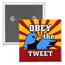 Obey the Tweet Red Yellow Blue Button
