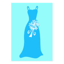 Ocean blue dress with bouquet business cards