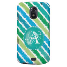 Ocean Blue & Sea Green Monogram Stripes Phone Case Samsung Galaxy Nexus Cases