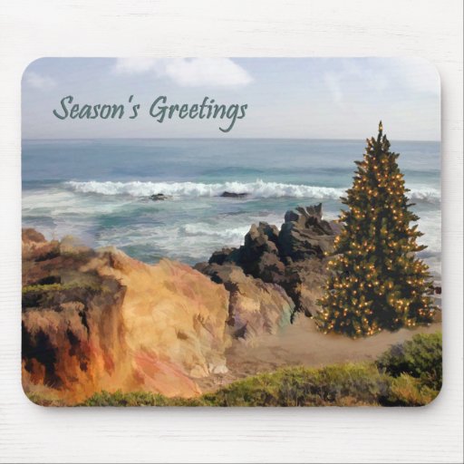 Ocean Front Christmas Tree Mouse Pads