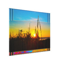 Ocean Sunrise Through Sea Oat and Wooden Fence Canvas Print