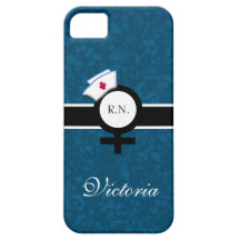 Oceanic Blue+Female Sign+Nurse Cap/Name iPhone 5 Case