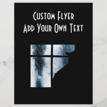 October Showers Cat Silhouette At Window Blue Personalised Flyer