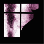 October Showers Cat Silhouette At Window Pink Photo Cutouts