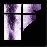 October Showers Cat Silhouette At Window Purple Cut Out