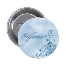 Officiant Round Button: Sky Blue Elegance