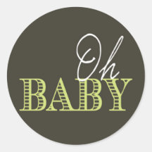 Oh Baby | Baby Shower Round Stickers
