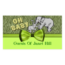 Oh Baby Elephants Zebra Print Baby Shower Business Cards