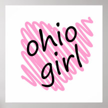 Ohio Girl with Scribbled Ohio Map Posters