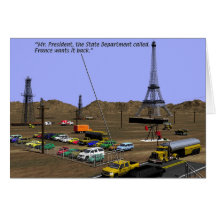 Oil Fields - Eiffel tower Greeting Cards