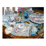 oil painting still life china tea set dinnerware postcard