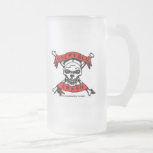 Oilfield Trash Frosted Beer Mug, Skull Design