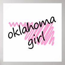 Oklahoma Girl with Scribbled Oklahoma Map Print