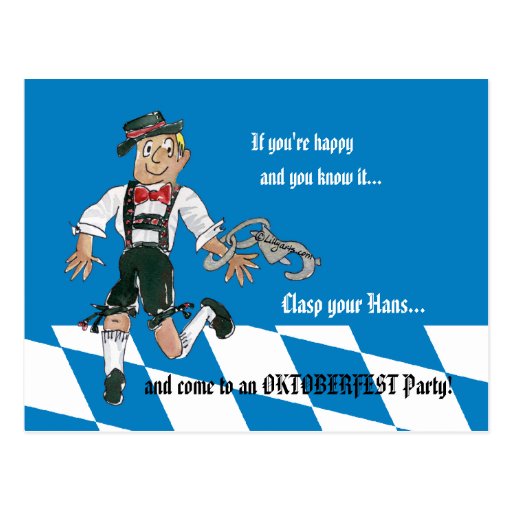 Oktoberfest Blue Party Invitation Postcard