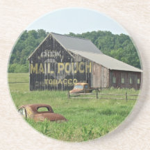 Old Barn Mail Pouch Tobacco Advertising Beverage Coasters