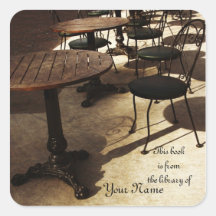 old cafe book sticker plate