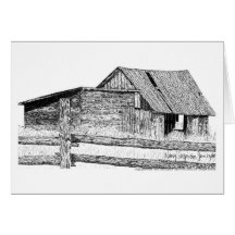 Old Country Barnboard Woodshed Pen and Ink Cards
