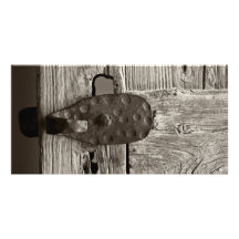 Old door latch personalized photo card