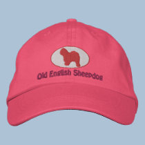 Old English Sheepdog Embroidered Hat (Pink) embroidered hats