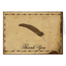 Old Fashioned Elegance Parchment Quill Thank You Greeting Cards