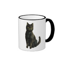 Old Fashioned Halloween Black Cat Coffee Mugs