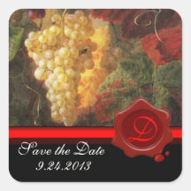 OLD GRAPE VINEYARD WINE TASTING PARTY,RED WAX SEAL SQUARE STICKERS