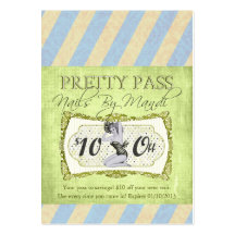 Old Hollywood $10 Blue Pretty Pass Business Cards