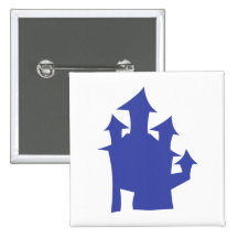 Old House. Deep Blue. Pinback Button