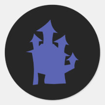 Old House. Deep Blue. Round Stickers