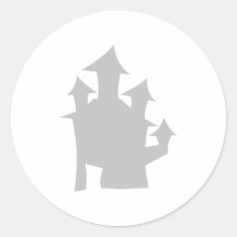 Old House. Grey. Round Sticker