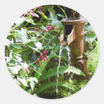 Old Iron Pump Fountain Round Stickers
