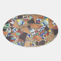 Old Mosaic Oval Stickers