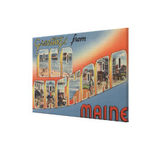 Old Orchard, Maine - Large Letter Scenes Gallery Wrap Canvas