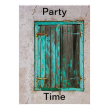 Old Painted Shutters Party Time Invitation