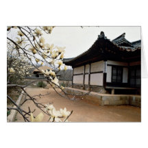 Old palace in spring cards