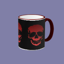 Old Skulls black and red mugs