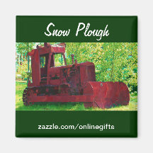 Old Snow Plough Vehicle Art Magnet
