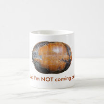 Old turtle shell isolated on white with text coffee mug