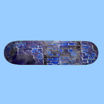 Old wall blue skateboards